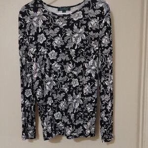 Lauren Ralph Lauren Black and White Fitted Blouse